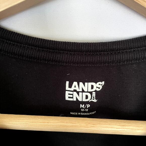 Lands' End black crewneck long sleeved top women's size MP cotton casual shirt - Picture 3 of 6